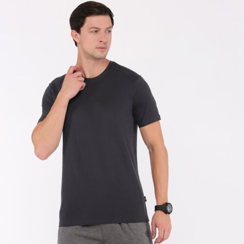 Men's Round Neck Tee in Polyester & Spandex Blend with Stretch Fit Cool Touch and Long Lasting Durability