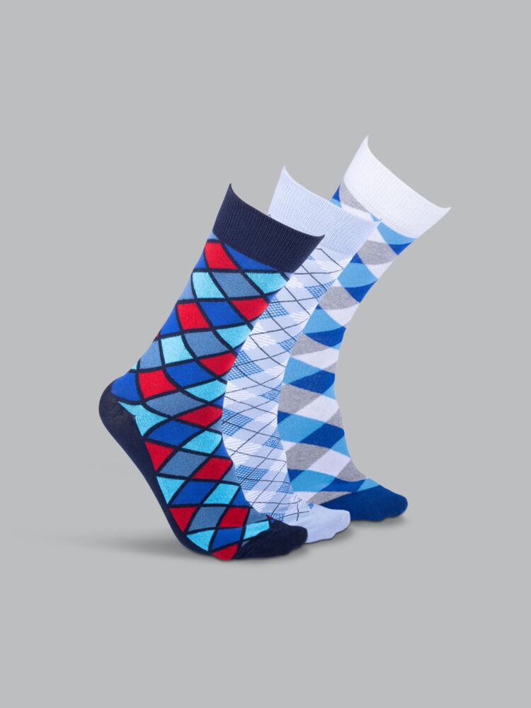 Socks Sutra Men’s Crew/Calf Length Socks (Pack of 3) | Cotton Spandex, Stretch-Fit, Reinforced Heel & Toe