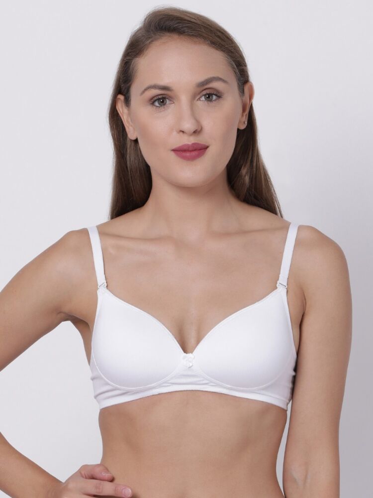 Women's T-shirt Bras in Cotton Stretch Fabric With Soft-Padding Semi Coverage and Adjustable Straps