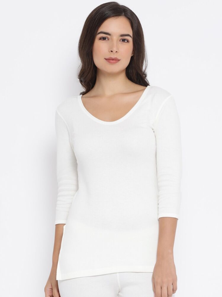 Women's 3/4th Sleeved Thermal Tops in Ultra Soft Poly Viscose Cotton Fabric with Warmth Retaining and Mositure Wicking Tech