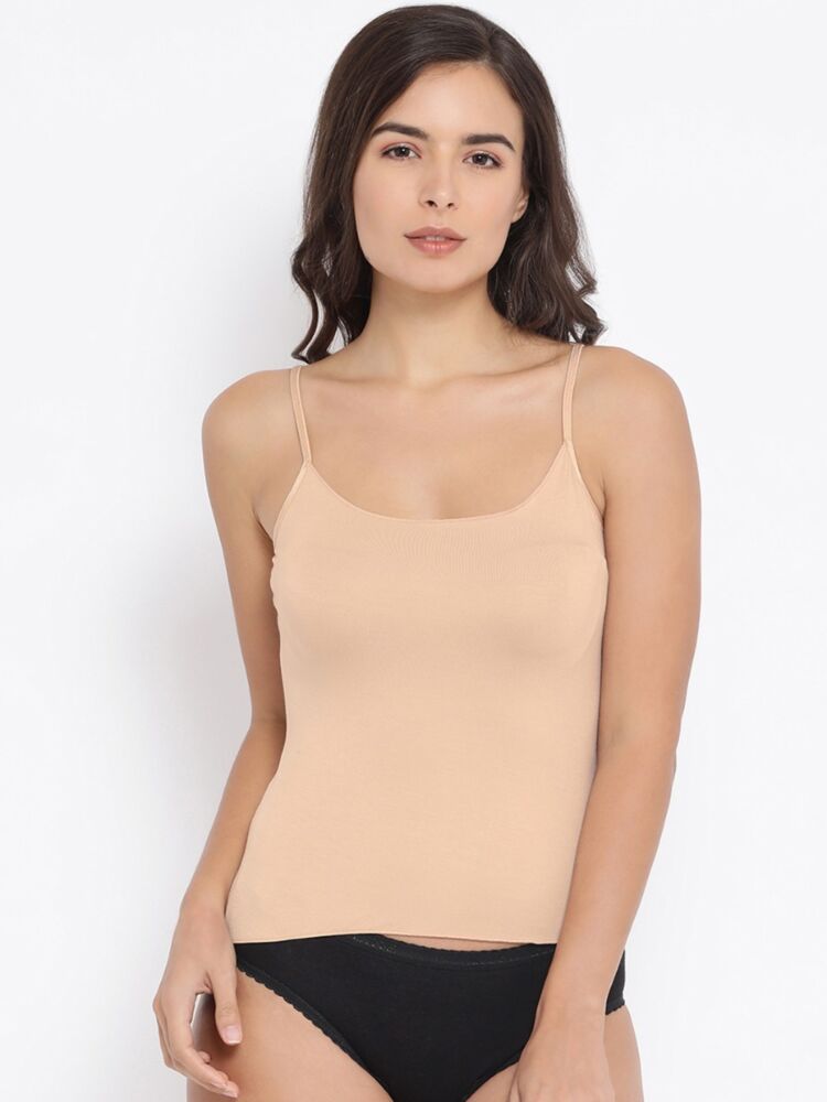 Women's Spaghetti Tops in Pure Cotton Fabric with Deep Neckline and Adjustable Straps