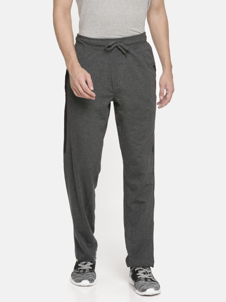 Men's Trackpant in Cotton Rich Fabric with Contrast Side Panels and Zipper Pockets for Smart Fit and Daily Comfort