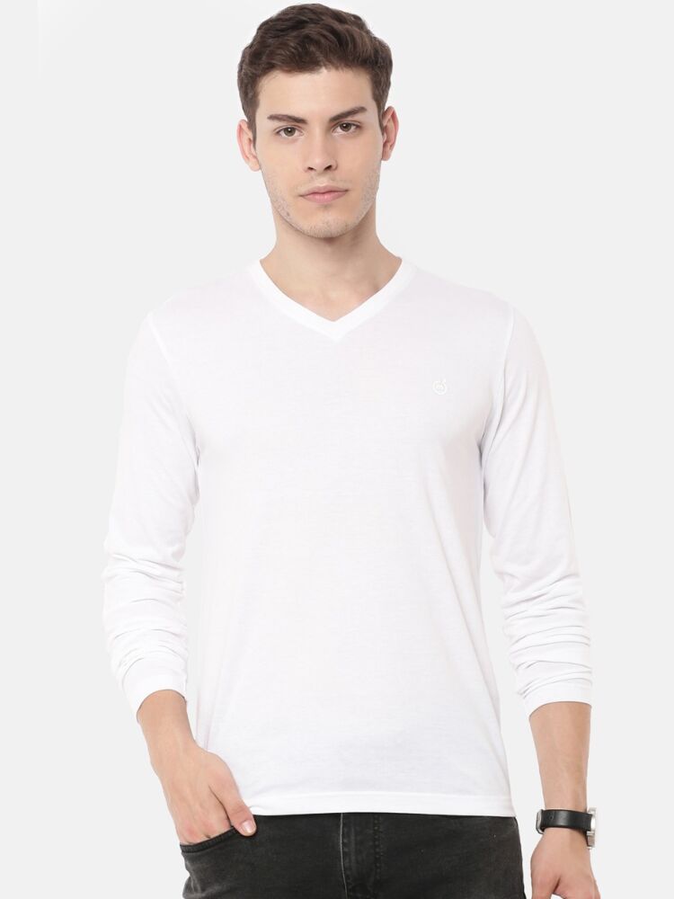Macroman M-Series Men’s Smartz Basics T-Shirt in Cotton Rich Single Jersey Fabric, V-Neck Full Sleeve Style