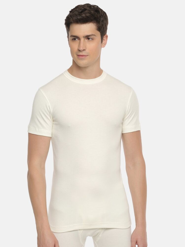 Men's Thermal Uppers Viscose Cotton Blend Half Sleeves Crew Neck and Satin-Soft Smoothness