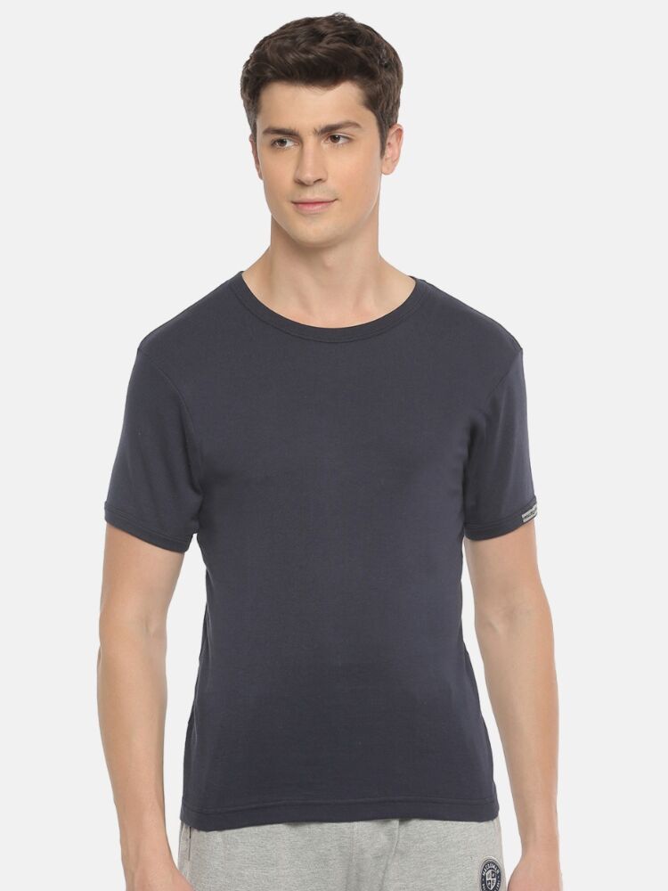 Men’s Undershirts in Combed Cotton Fabric With Round Neck, Modern Fit Athleisure Wear for Lounge, Leisure, and Sports