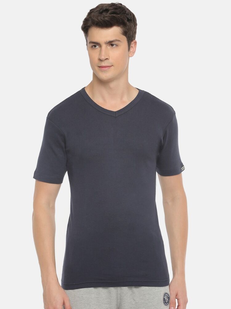 Men’s Undershirts in Combed Cotton Fabric With V-Neck, Modern Fit Athleisure Wear for Lounge, Leisure, and Sports