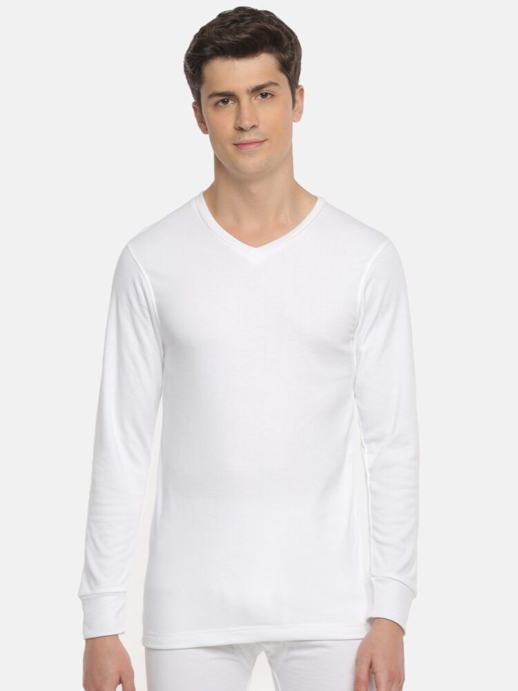 Men's Thermal Uppers Ultra-Soft Cotton Rich Fabric Full Sleeves V- Neck with Stay Warm Tech