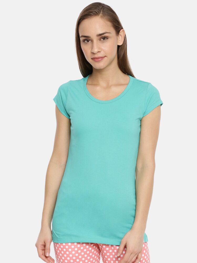 Women's Round Neck Long Tees in Cotton Rich Fabric with Half Sleeves for Enhanced Comfort