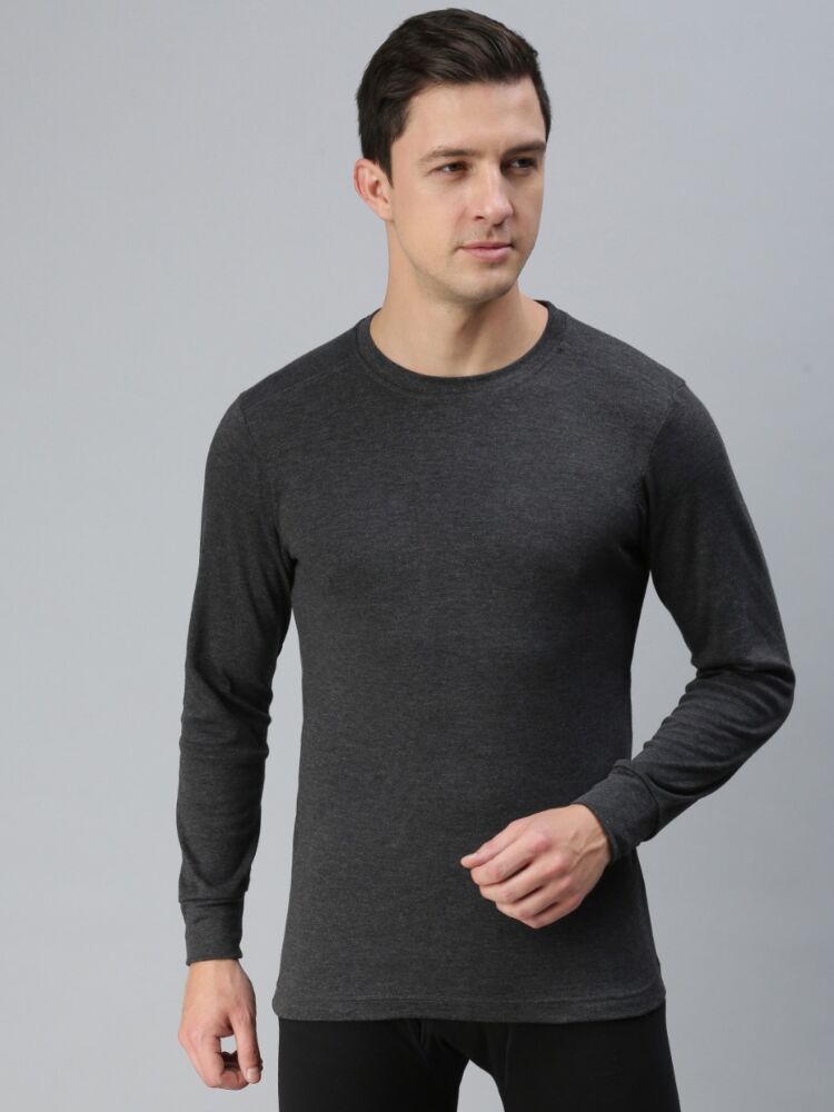 Men's Thermal Uppers Ultra-Soft Cotton Rich Fabric Full Sleeves Round Neck with Stay Warm Tech