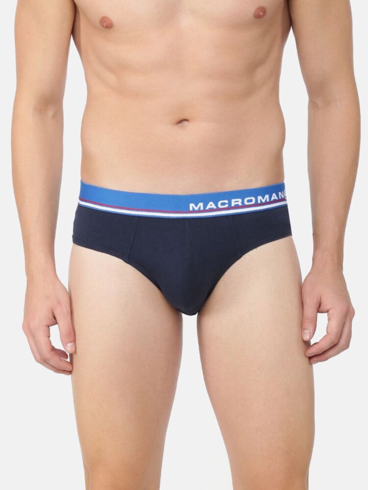 Men's Briefs in Cotton Stretch Fabric with Low Rise Fit Elastic Waistband and Maximum Back Coverage
