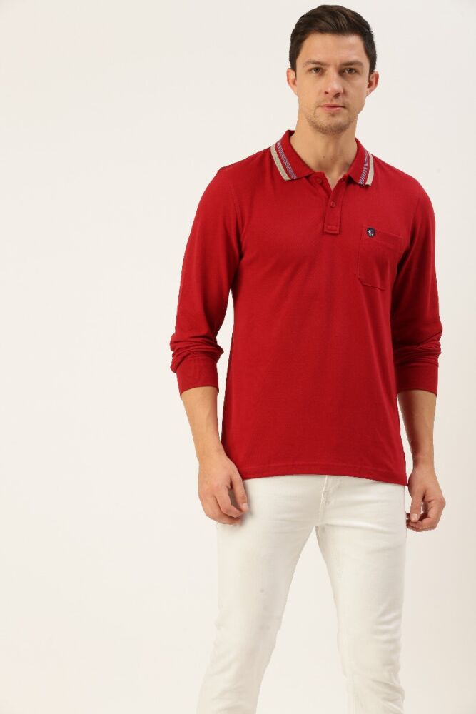 Macroman M-Series Men’s Fashion Pique Polo T-Shirt (With Pocket) in Cotton Rich Pique Fabric, Full Sleeve Style