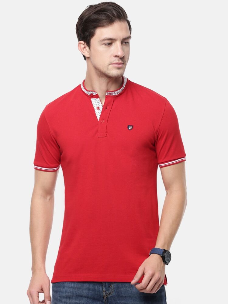 Macroman M-Series Men’s Mandarin Fashion Pique Polo T-Shirt in Cotton Rich Pique Fabric, Half Sleeve Style