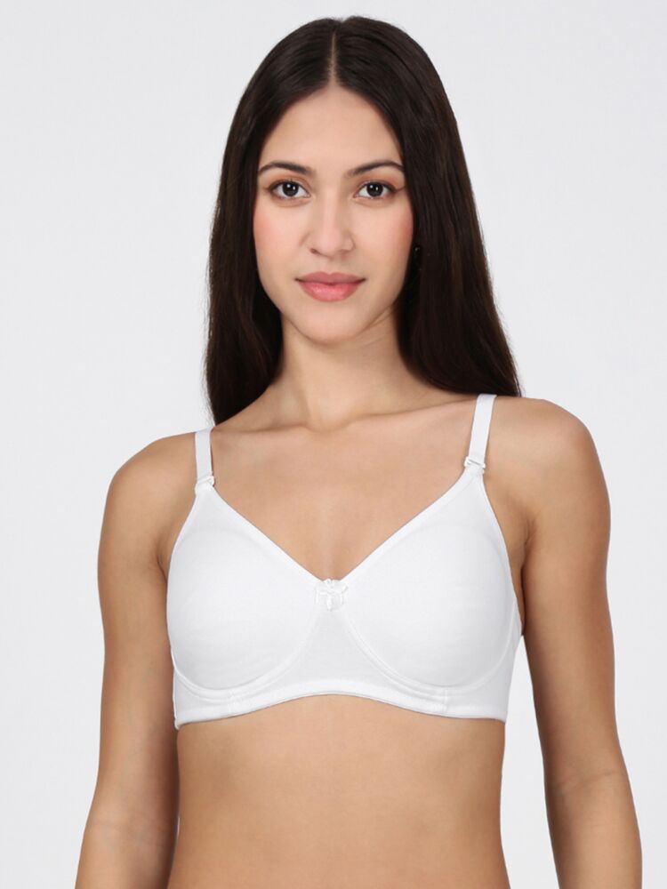 Women's Comfort Bra in Cotton Fabric with Medium Coverage and Detachable Straps