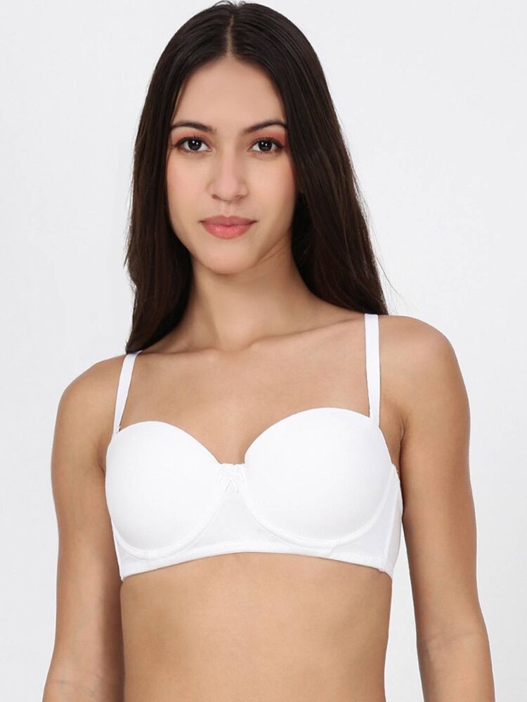 Women's Strapless Bras in Cotton Stretch Fabric  with Extra Transparent Straps