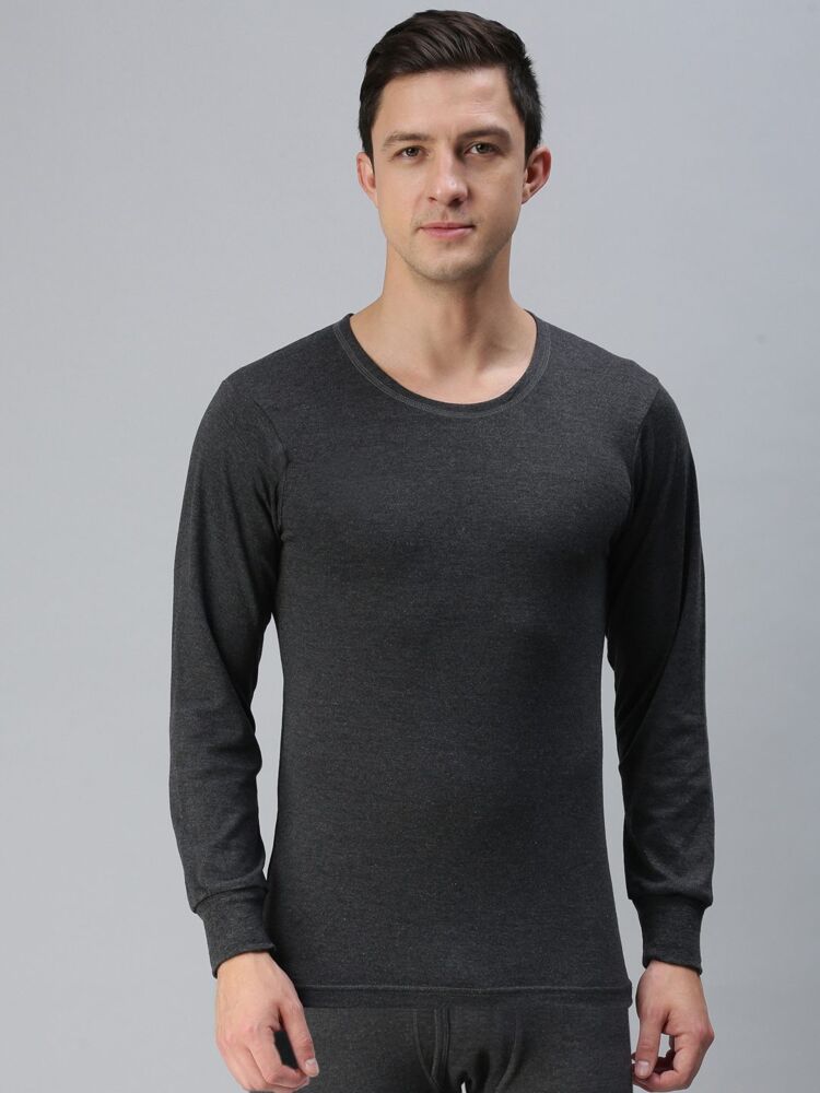 Men's Thermals in Cotton Rich Fabric Full Sleeves U Neck Top with Staywarm Tech