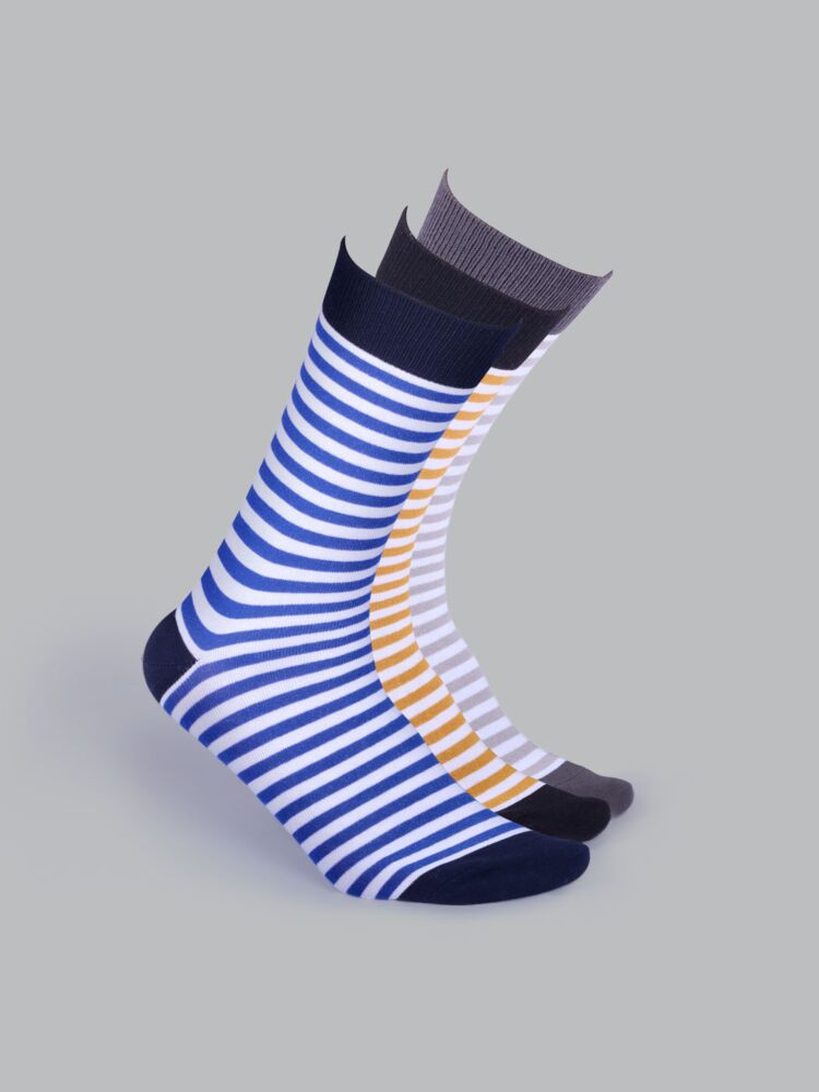 Socks Sutra by Macroman M-Series Men’s Crew/Calf Length Socks (Pack of 3) | Cotton Spandex, Stretch-Fit, Reinforced Heel & Toe