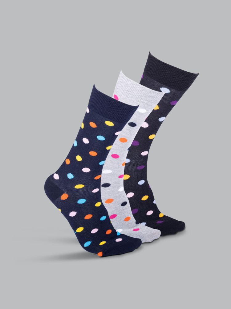 Socks Sutra by Macroman M-Series Men’s Crew/Calf Length Socks (Pack of 3) | Cotton Spandex, Stretch-Fit, Reinforced Heel & Toe