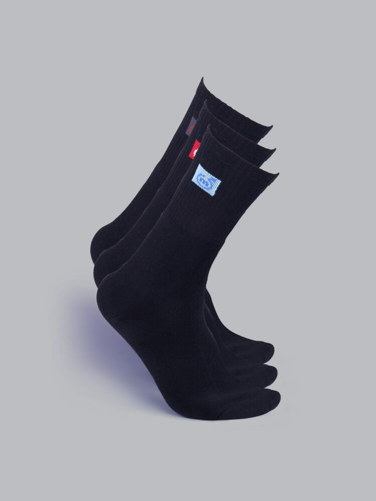 Socks Sutra Men’s Sports Crew/Calf Length Socks (Pack of 3) | Terry Cushion Cotton Spandex, Cushioned & Moisture-Wicking