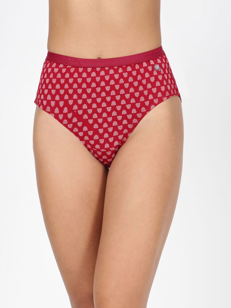 Women's Printed Hipster Panties in Pure Cotton Fabric with Outer Elastic and High Rise Fit (3 PC Pack)
