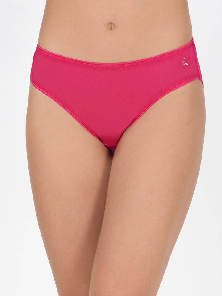 Women's Bikini Panties in Cotton Elastane Fabric  with Good Coverage and Soft Elastic Waistband