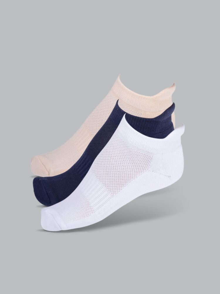 Socks Sutra by Macrowoman W-Series Women’s Sports Ankle Length Socks (Pack of 3) | Cotton Spandex Terry, Cushioned & Breathable