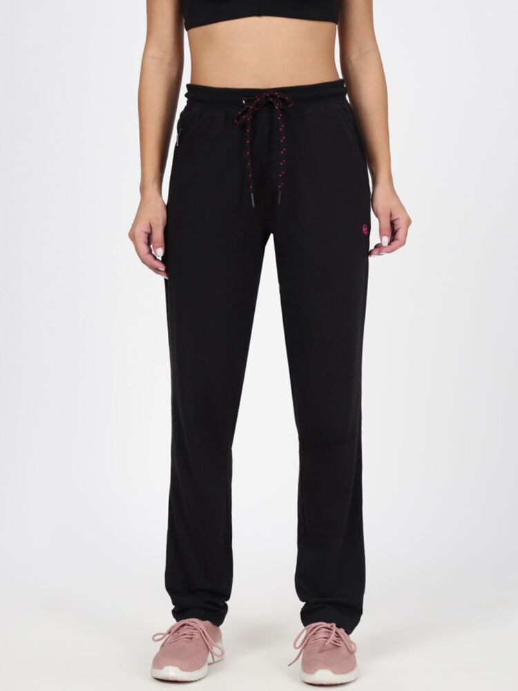 Women's Full-Length Pants in Cotton Rich Fabric With Comfortable Waistband Front Pockets with Zip and Drawstrings