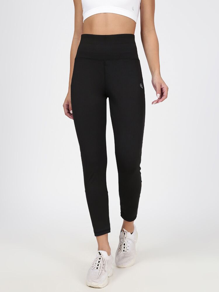 Women's Active Tights in Polyester Stretch Fabric with Mid Rise Elastic Waistband and Moisture Wicking Tech