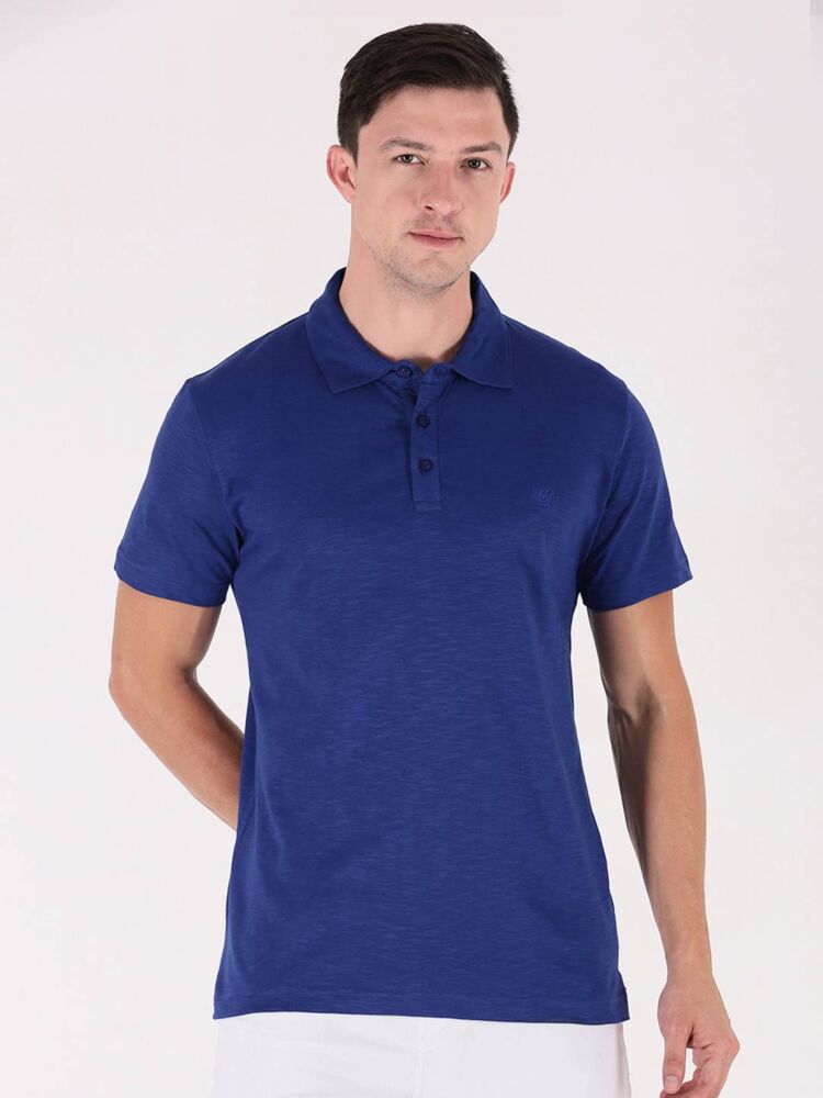 Macroman M-Series Men’s Smart Basics Comfort Slub Polo T-Shirt in 100% Cotton Slub Single Jersey Fabric, Half Sleeve Style