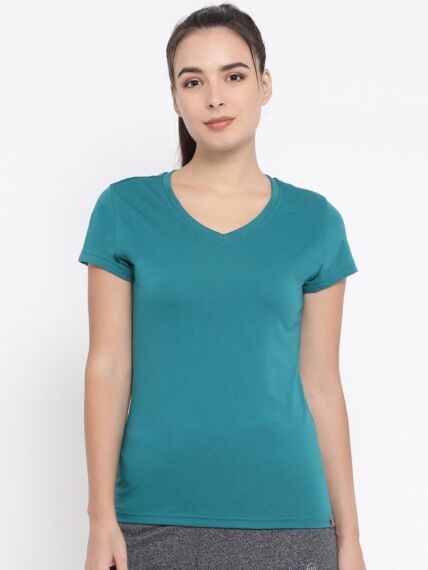 Women's V-Neck Tee, Cotton Rich fabric with Half Sleeves for Versatile Sports or Leisure Wear