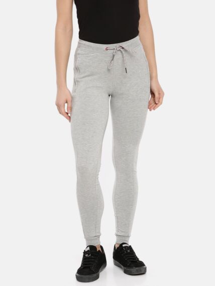 Women's Joggers in Cotton Stretch Terry Fabric With Flat Waistband Drawcords and Zipper Pockets