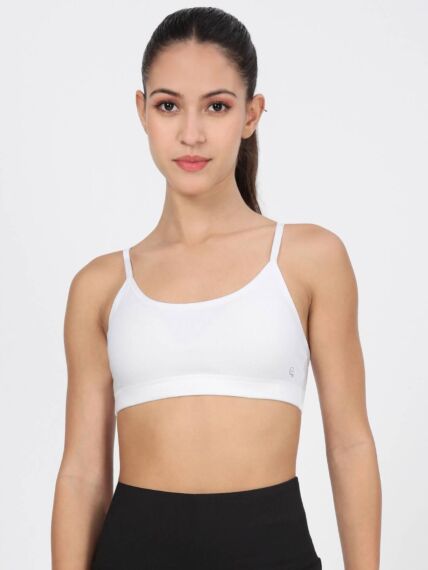 Women's  Sports Bra in Cotton Stretch Fabric with Criss-Cross Styling and Detachable Hooks