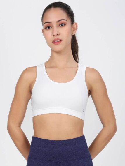 Women's Sports Top Bras in Cotton Stretch Fabric with Double Layered Front and Wider Armhole Styling