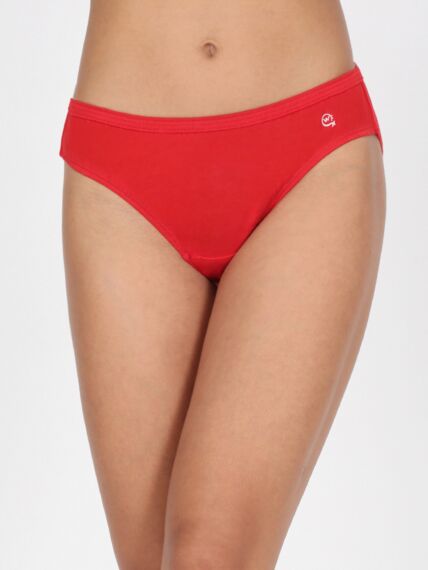 Women's Solid Bikini Panties in Pure Cotton Fabric with Inner Elastic and Mid Rise Fit (3 PC Pack)