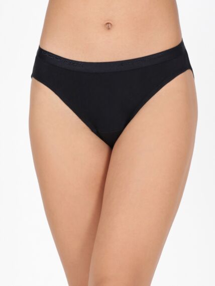 Women's Solid Bikini Panties in Pure Cotton Fabric with Outer Elastic and Mid Rise Fit (3 PC Pack)