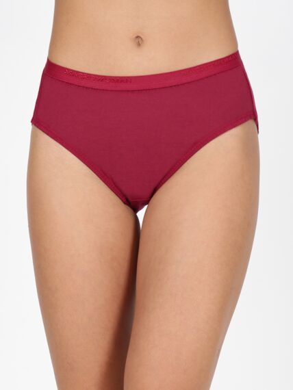 Women's Solid Hipster Panties in Pure Cotton Fabric with Outer Elastic and High Rise Fit (3 PC Pack)